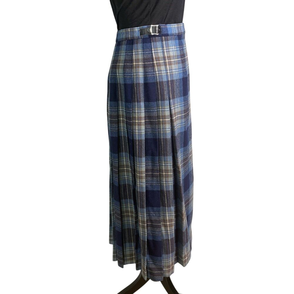 Laird-Portch Of Scotland Women's Kilt Skirt 14 100% New Wool Pleats Blues Midi - Picture 3 of 13